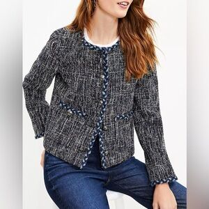 Loft Petites Cropped Tweed Jacket Size MP